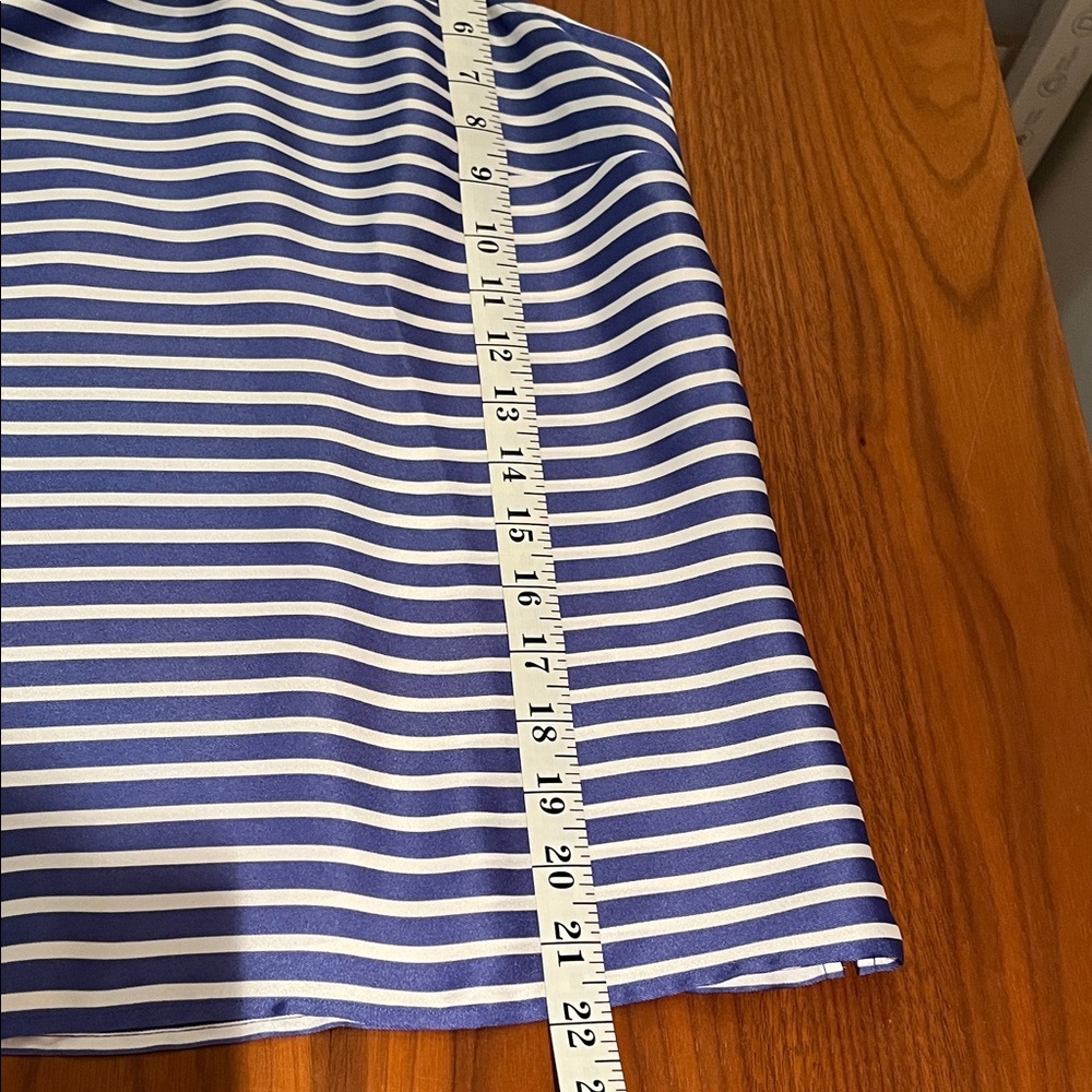 NWT RSVP by TALBOTS sleeveless striped shell top RUFFLED round neck side zip SP - Picture 10 of 13